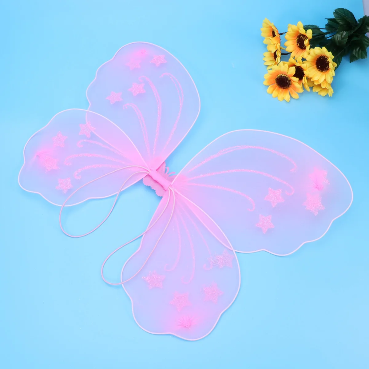 

4 шт., комплект костюма с крыльями, розовая юбка-пачка, повязка на голову, волшебная палочка, легкое прочное праздничное платье, костюм-пачка, комплект