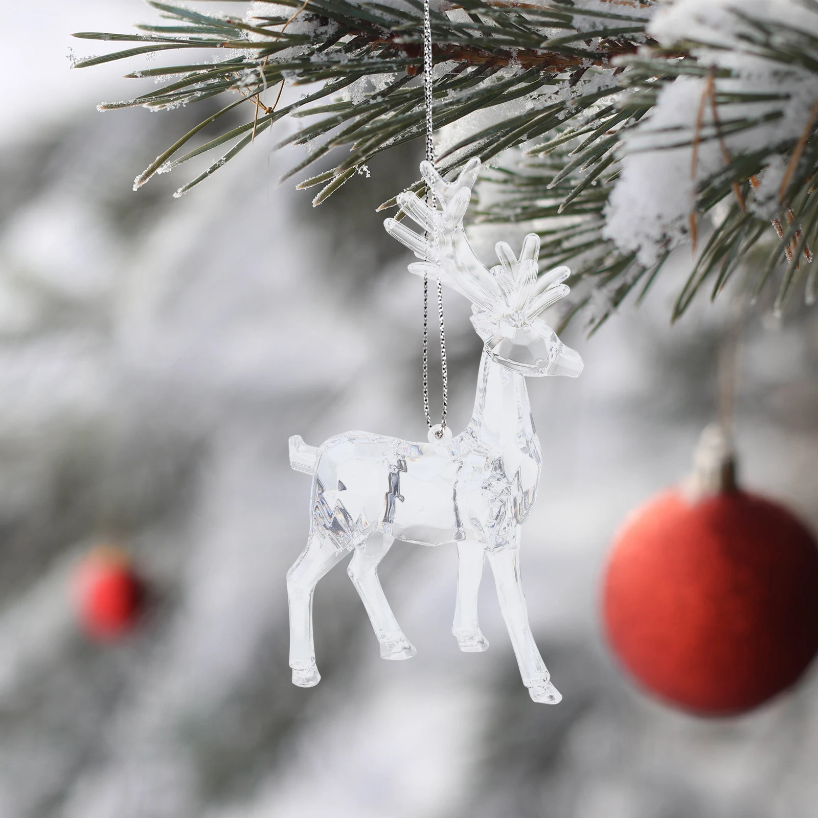 

2Pcs Acrylic Elk Figurines Transparent Christmas Decor Miniature Deer Ornaments Clear Reindeer Statue Xmas Gifts