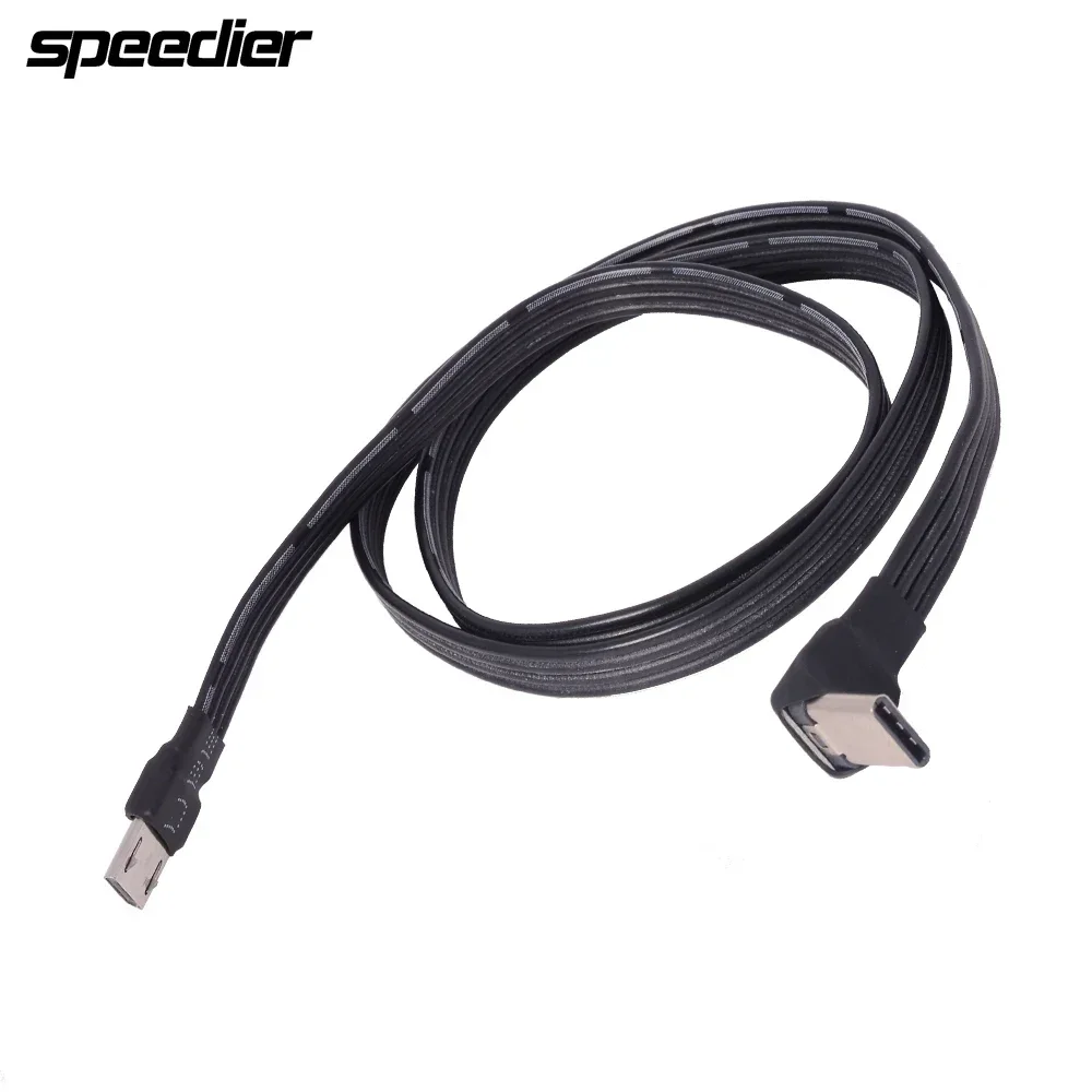 

FFC USB 2.0 Type-c Up Down Angle 90 Degree Male To Micro USB Straight Male Flat Cable Flexible Extension FPV Adapter Data Cable