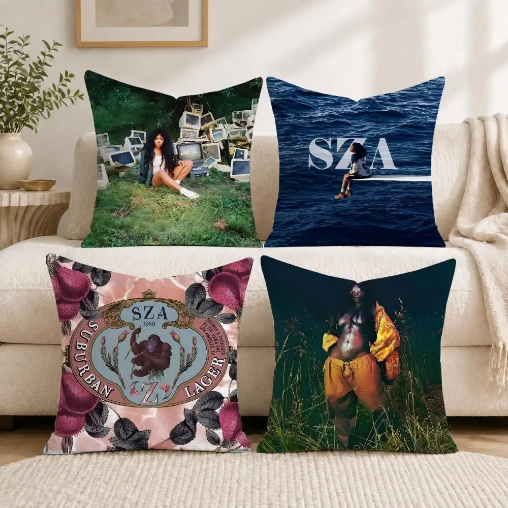 Hot Pop Singer S-SZA Cushion Cover Soft Short Plush Pillow Cases Hidden Zipper Cutecore Sofa Bedroom Home Decor Gift
