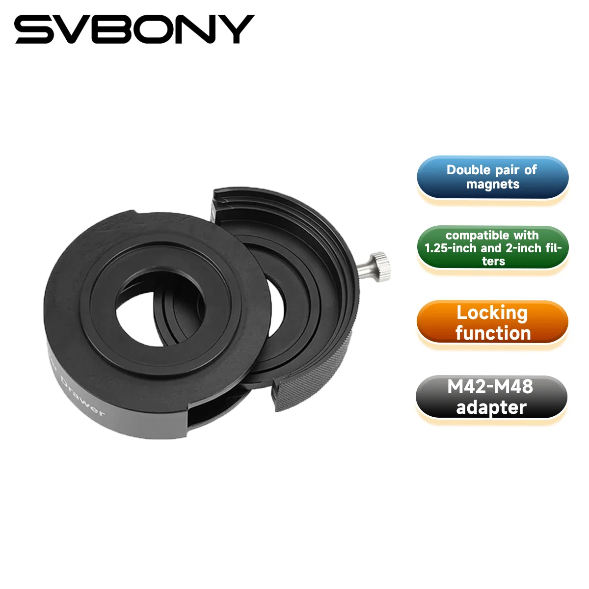 SVBONY SV226 Gaveta de filtro com moldagem integrada, design anti-vazamento de luz com suporte de filtro para fotografia de céu profundo montada em filtro