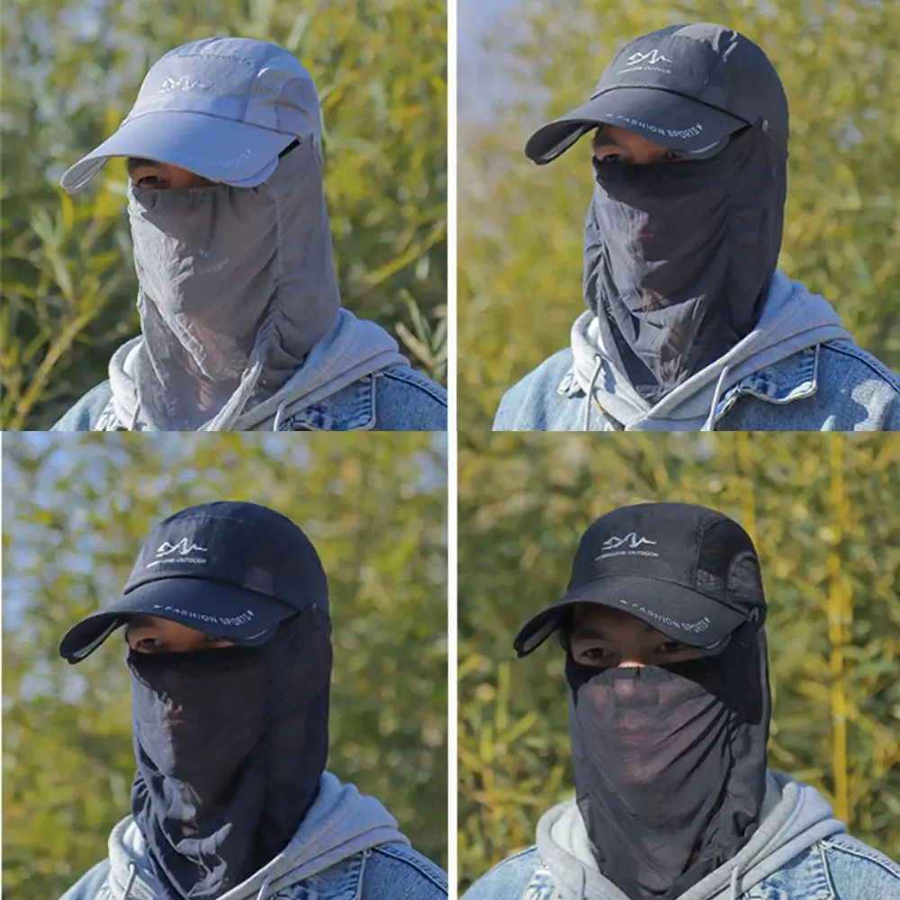New Retractable Brim Sun Hat Outdoor Cycling Multifunctional Sunblock Cap Solid Color 360 ° sun protection Full Face Mask