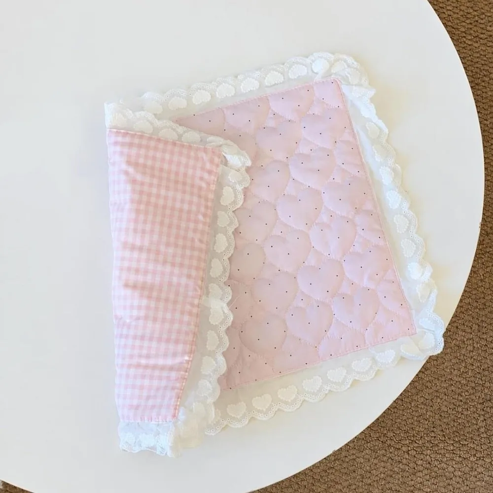 Love Lace Design Decorative Placemat Polka Dot Pattern Korean Style Decorative Tablecloth Plaid Pattern Photo Shoot Mat