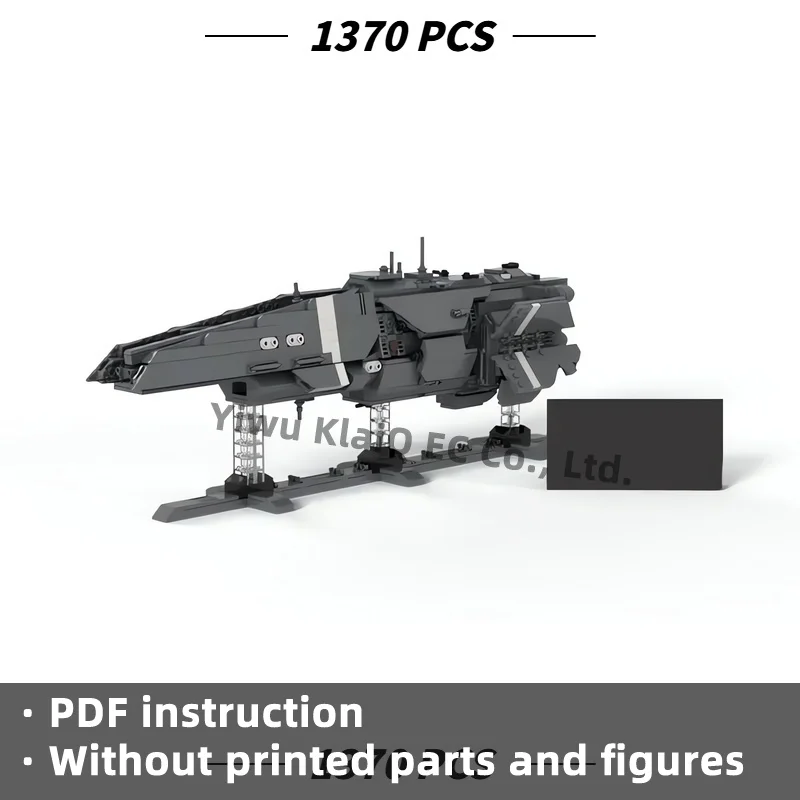 1370Pcs MOC Sci-Fi Space Cruiser Warship Building Blocks Galactic Battle Cruiser Model Bricks Set with Display Stand for Adults