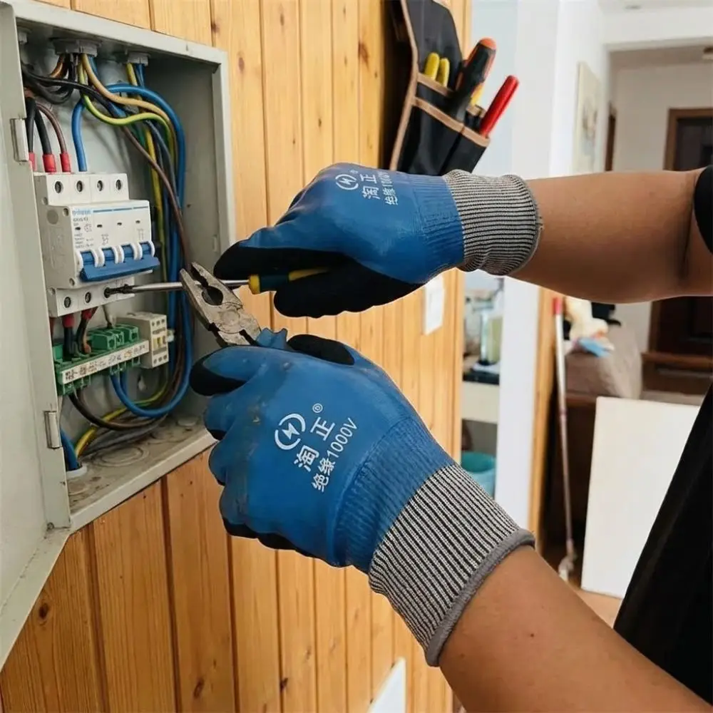 Withstanding Voltage 1000 V Electrician Insulating Gloves High Elasticity Rubber Safety Protective Gloves Anti Slip Anti-shock