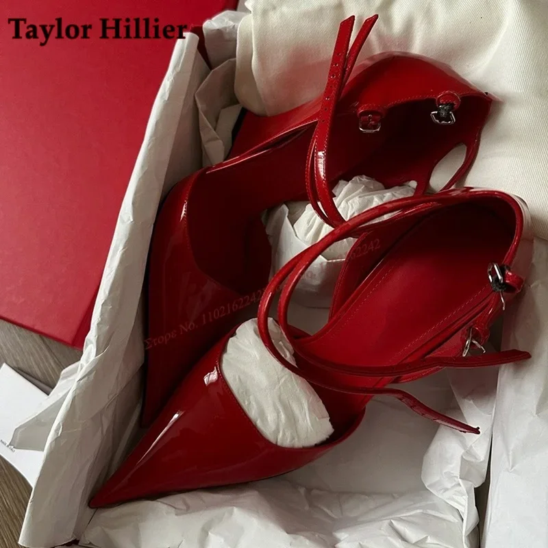 

Красные туфли на танкетке с острым носком, пикантные туфли-лодочки Мэри Джейн из лакированной кожи с пряжкой и ремешком для ночного клуба, осенние модные туфли-лодочки Мэри Джейн 43