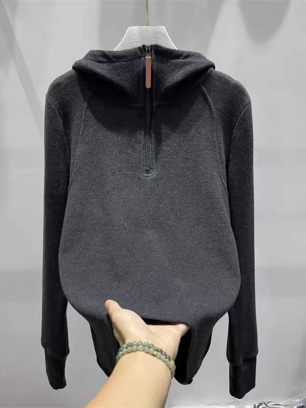 Warm Long Sve Hoodie Women's Autumn Winter Large Size Casual Loose Faionable Zipper f Zip up Velvet Sweatirt Base Top