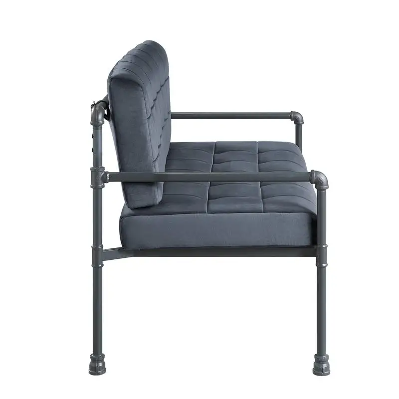 مقعد Loveseat باللون الرمادي المخملي مع لمسة نهائية رمادية رملية - راحة وأناقة حديثة لغرفة المعيشة الخاصة بك