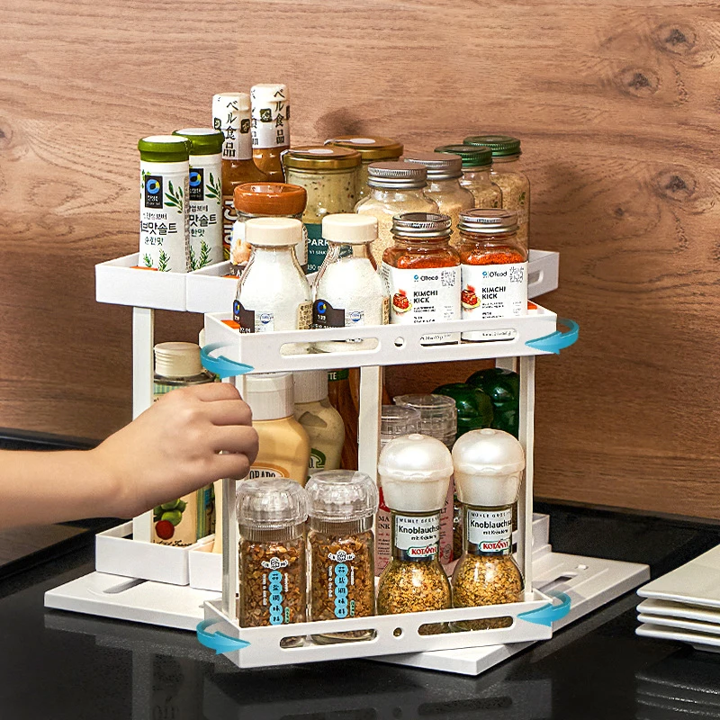 Multifunctional Rotating Pull-out Shelves Rotating Organizer Kitchen Gods Desktop Spice Rack Kitchen Storage Kitchen Organizer