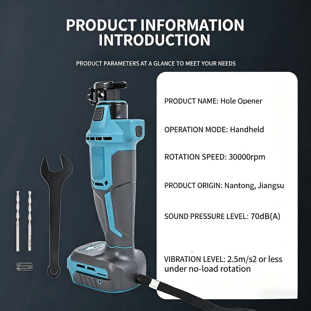 Brushless Cordless Drywall Router Cut Out Tool Hole Saw (no battery) for Makita / De walt 18V/20V batteries, 3-Speed Adjustable