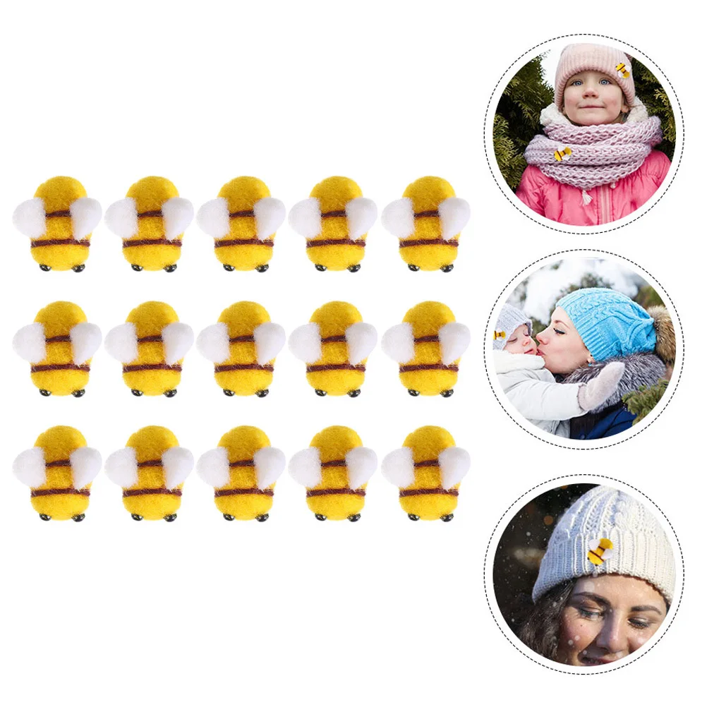 

15pcs Wool Felt Bee Handmade Small Accessories Hat Decor Diy Craft Supplies Pendant Decoration Felting Materials For Kids Adults