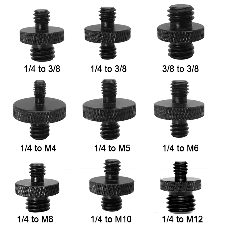 1/4 Male to Male 1/4 3/8 M4 M5 M6 M8 M10 M12 Conversion Screw CameraTripod Ball Head Adapter SLR Photography Accessories