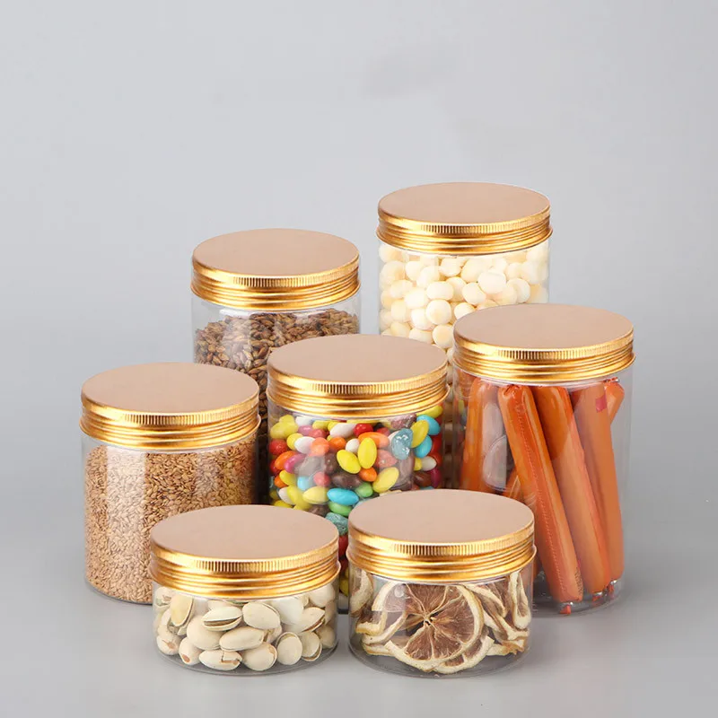 50pcs/lot Empty Plastic Clear Cosmetic Jars Makeup Container Clear Jar Face Cream Sample Pot Container With Gold Lid