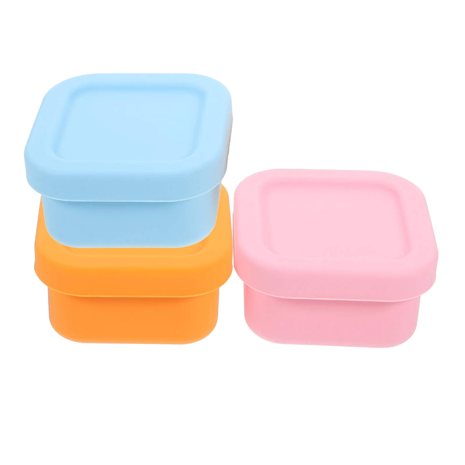 

3 Pcs 100ml Silicone Baby Food Container Portable Meal Box Kitchen Storage Fresh Sealed Fruit Rectangle