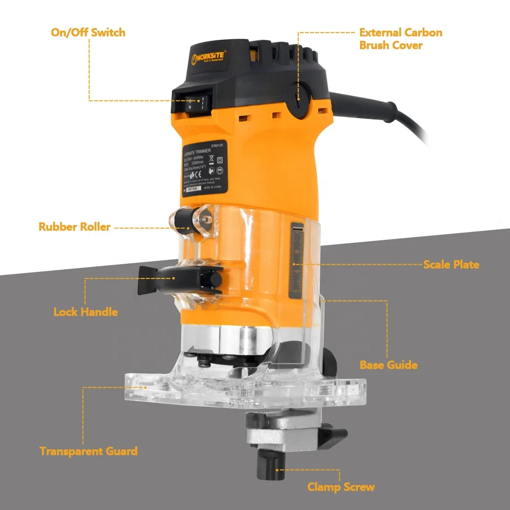 WORKSITE Customized 220V Wood Trimmer 500W Woodworking Edge Milling Slotting Trimming Handheld Electric Trimmer