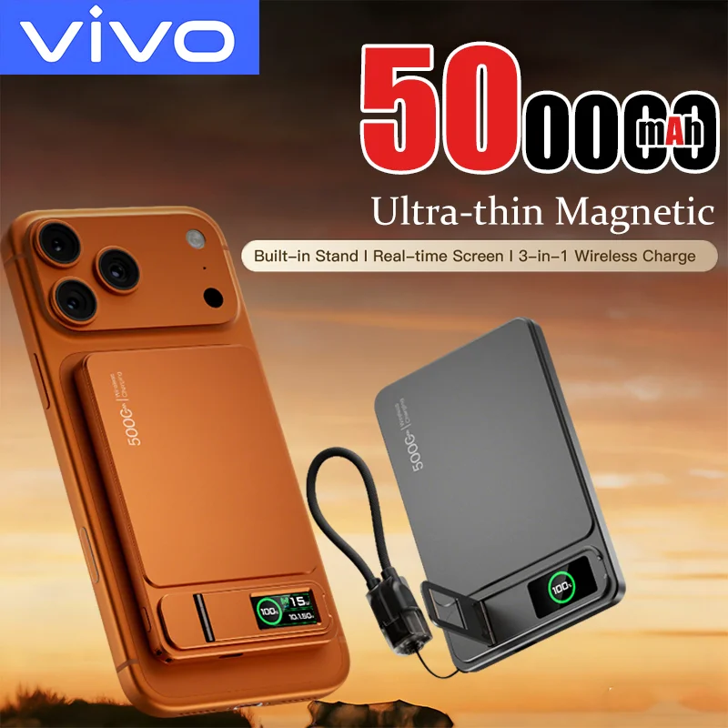 VIVO 500000mAh Slim Original Power Bank CCC For MagSafe,Magnetic Wireless 20W Fast Charging Portable Battery For iPhone iWatch