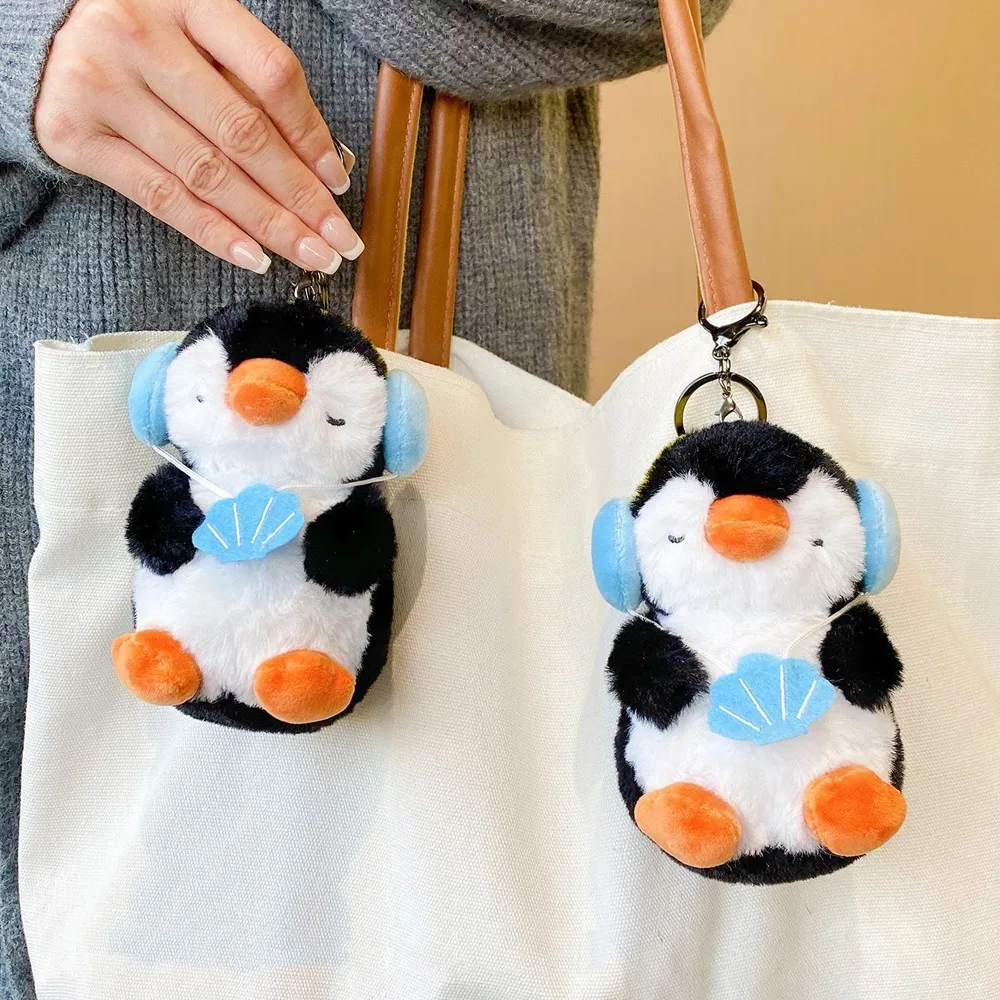 محشوة الحيوان سماعات Pingu أفخم المفاتيح الكرتون مضحك الهاتف Pingu دمية قلادة لينة لطيف محشوة البطريق لعبة