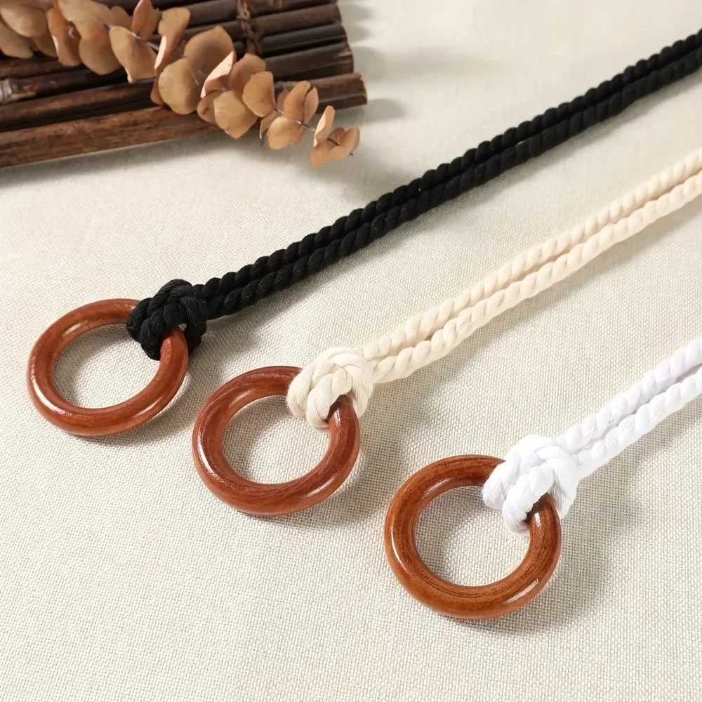 Double Layer Braided Rope Belt Solid Color Extended Vintage Tassel Sash Belt Casual Dress Waistband Girdle For Women
