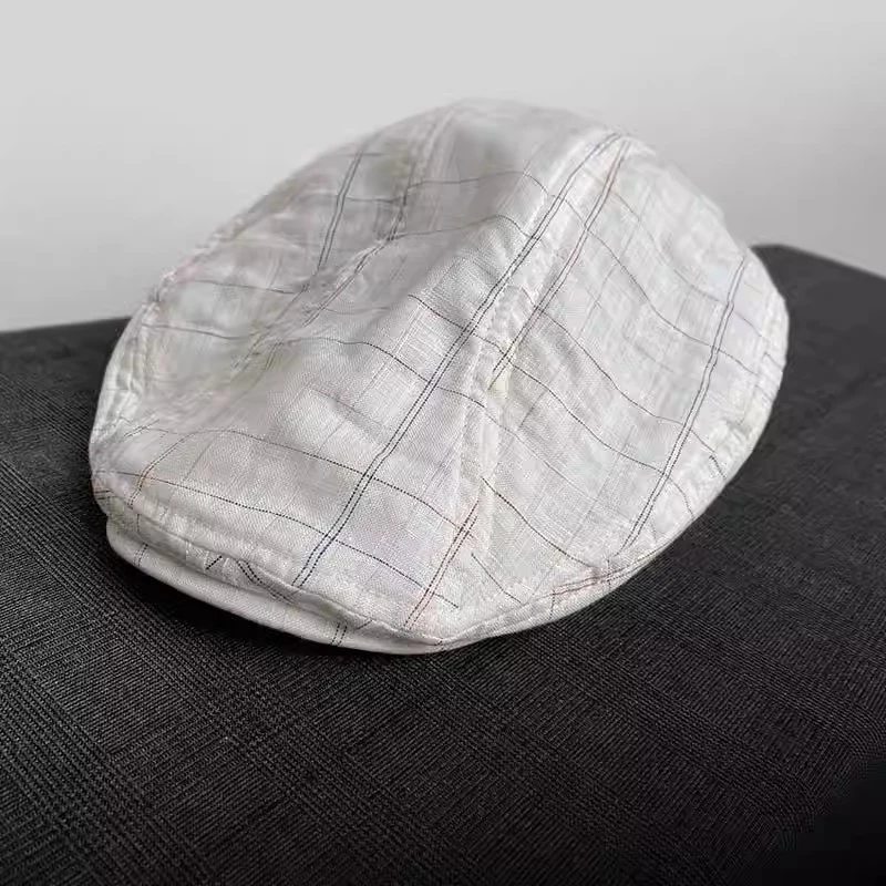 Spring Summer Linen Newsboy Cap New White Breathable Beret Men\'s Women\'s Literary Retro Hat England Hats Male Hats 46