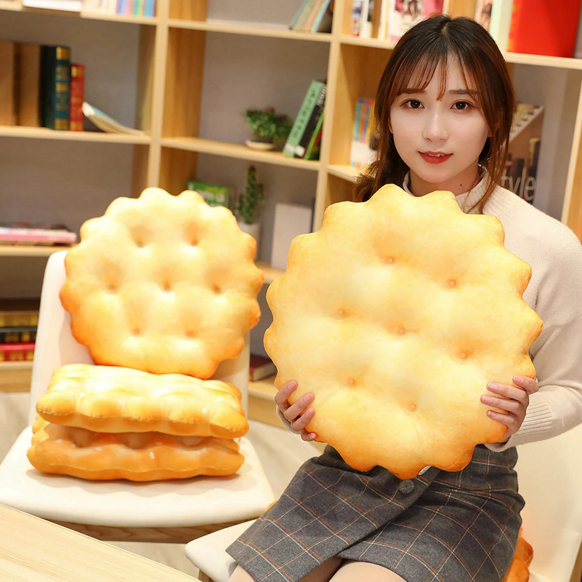 Square Pillow Microfiber Jewelry Pouch Plush Toy Chair Pillows Simulated Biscuit Hugging