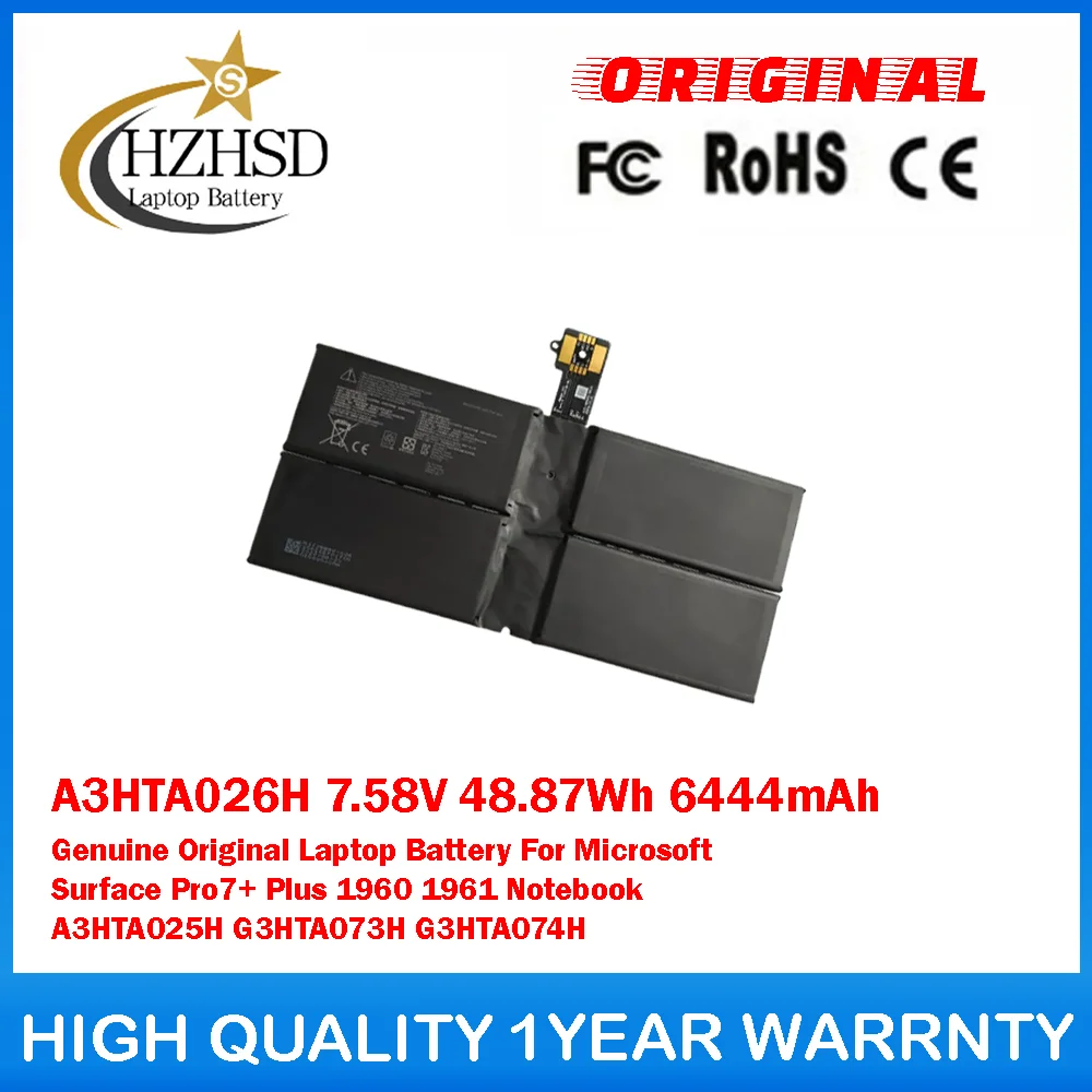 

A3HTA026H 7.58V 48.87Wh 6444mAh Genuine Original Laptop Battery For Microsoft Surface Pro7+ Plus 1960 1961 Notebook A3HTA025H