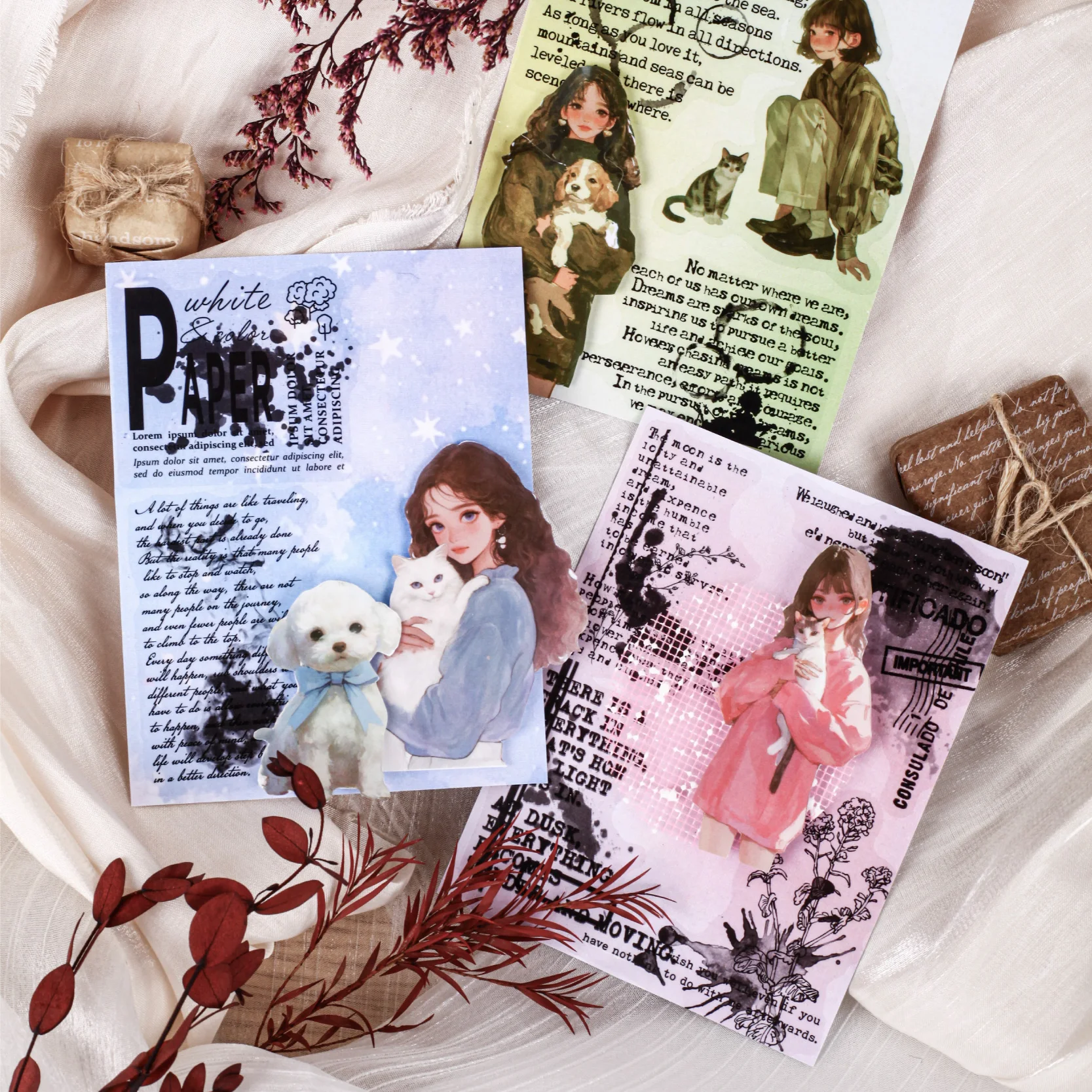 

12 упаковок/лот, серия красителей чернил, милая ретро декоративная клейкая наклейка