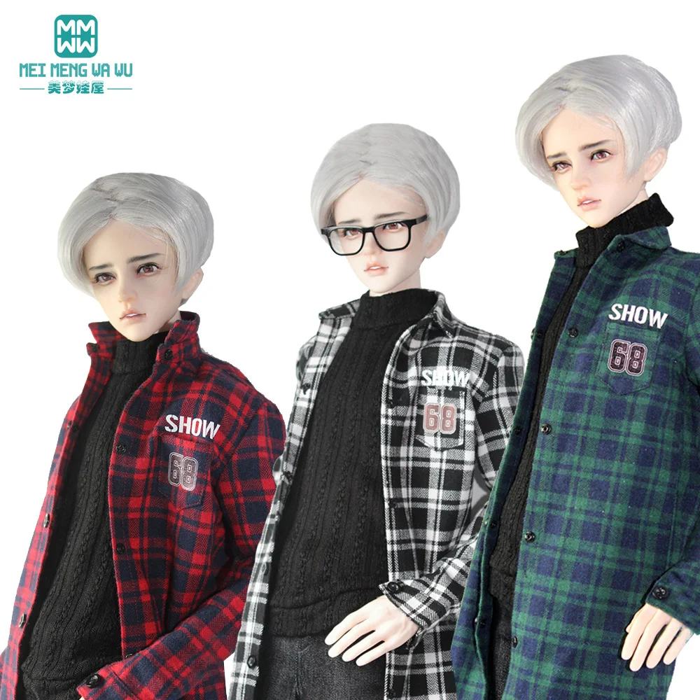 BJD doll clothes for 65-72cm DK SD17 POPO68 BJD uncle fashion casual knit cardigan \ plaid shirt denim trousers