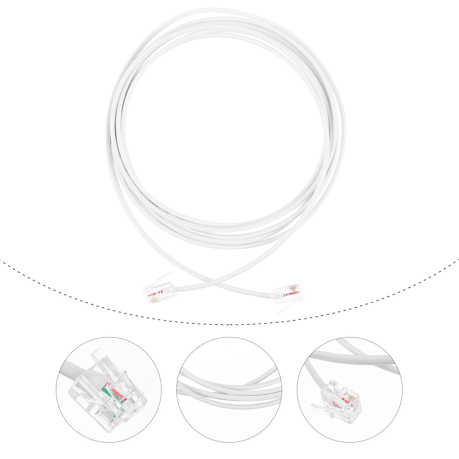 2M Telephone Cable 2-Core High-Purity Oxygen-Free Copper Rj11 Plug Landline Wire Clear Transmission Replacement Connecting