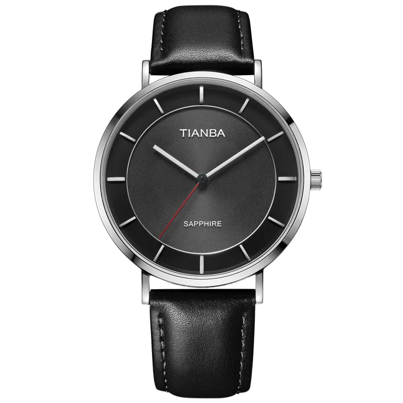 TIANBA-reloj de cuarzo para hombre, cronógrafo de moda con energía Solar, correa de cuero, informal, Simple, TM9006