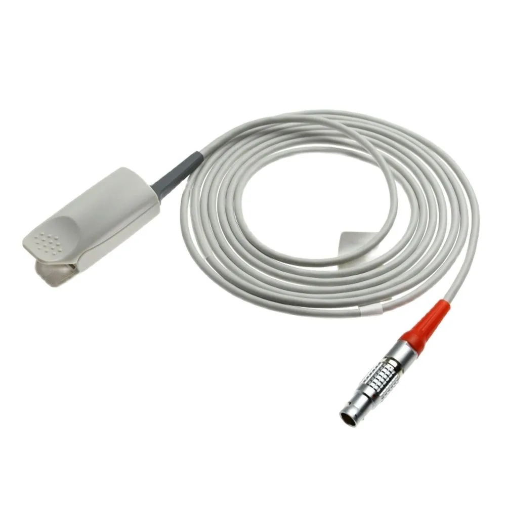 Adult Finger Clip Ear Clip Silicone Long Cable Oxygen Reusable Spo2 Sensor for China Comen C60masimo,8pin Metal Patient Monitor