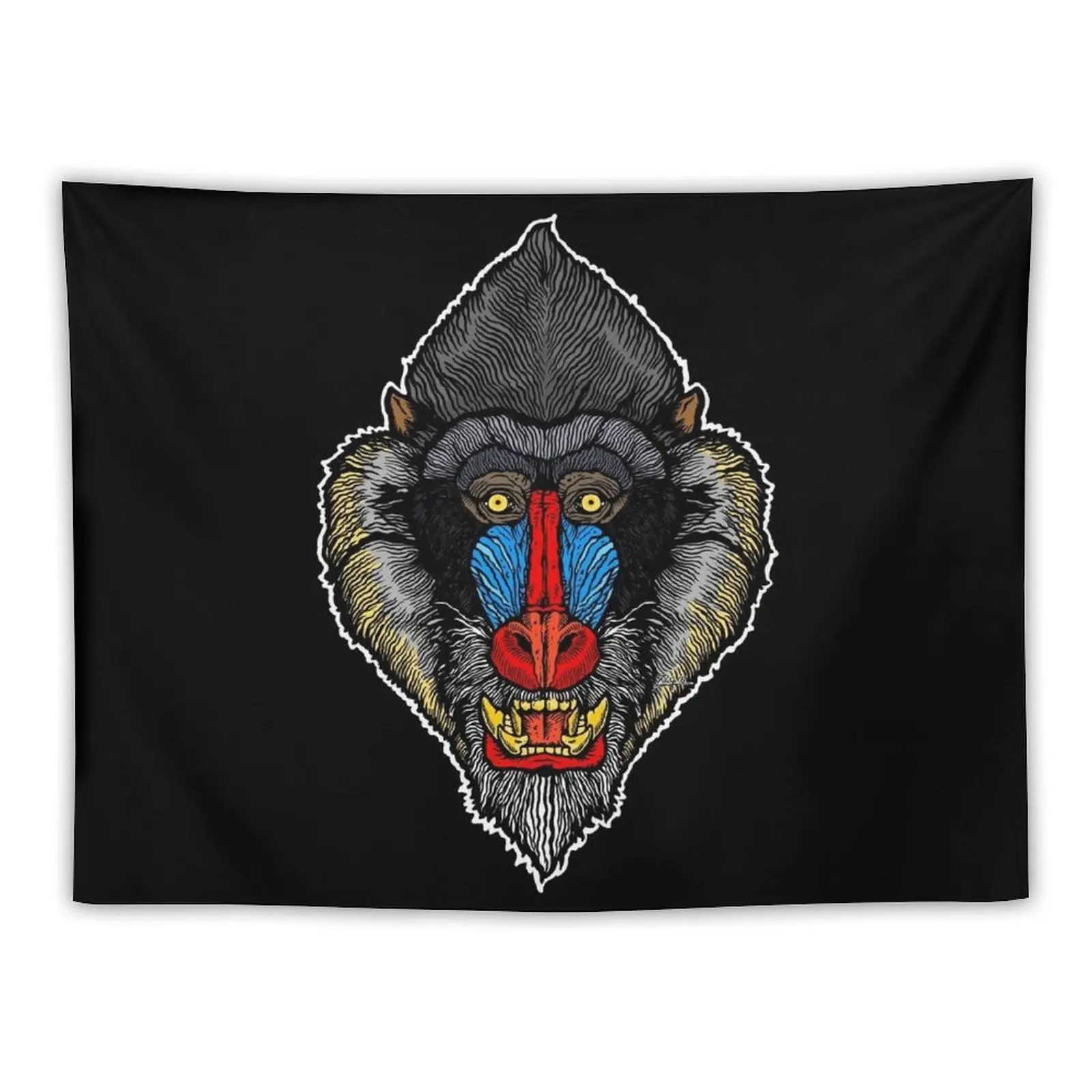 Mandrill Face Tapestry Wallpaper Bedroom Aesthetic Room Decoration Mushroom Tapestry