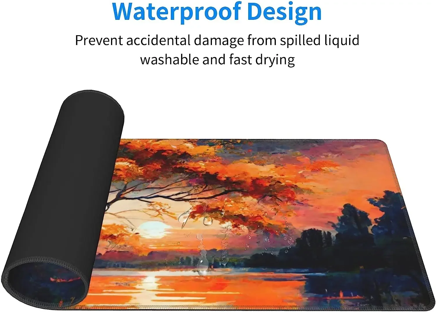 لوحة ماوس كبيرة من Sunset Over Lake كبيرة XL لوحة ماوس ألعاب مقاس 31.5 × 11.8 بوصة قاعدة غير قابلة للانزلاق لألعاب الكمبيوتر المحمول