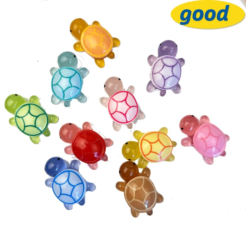 10-20Pcs Cute Mini Cartoon Night Light Hand-painted Turtle Charms DIY Craft Decorations Jewelry