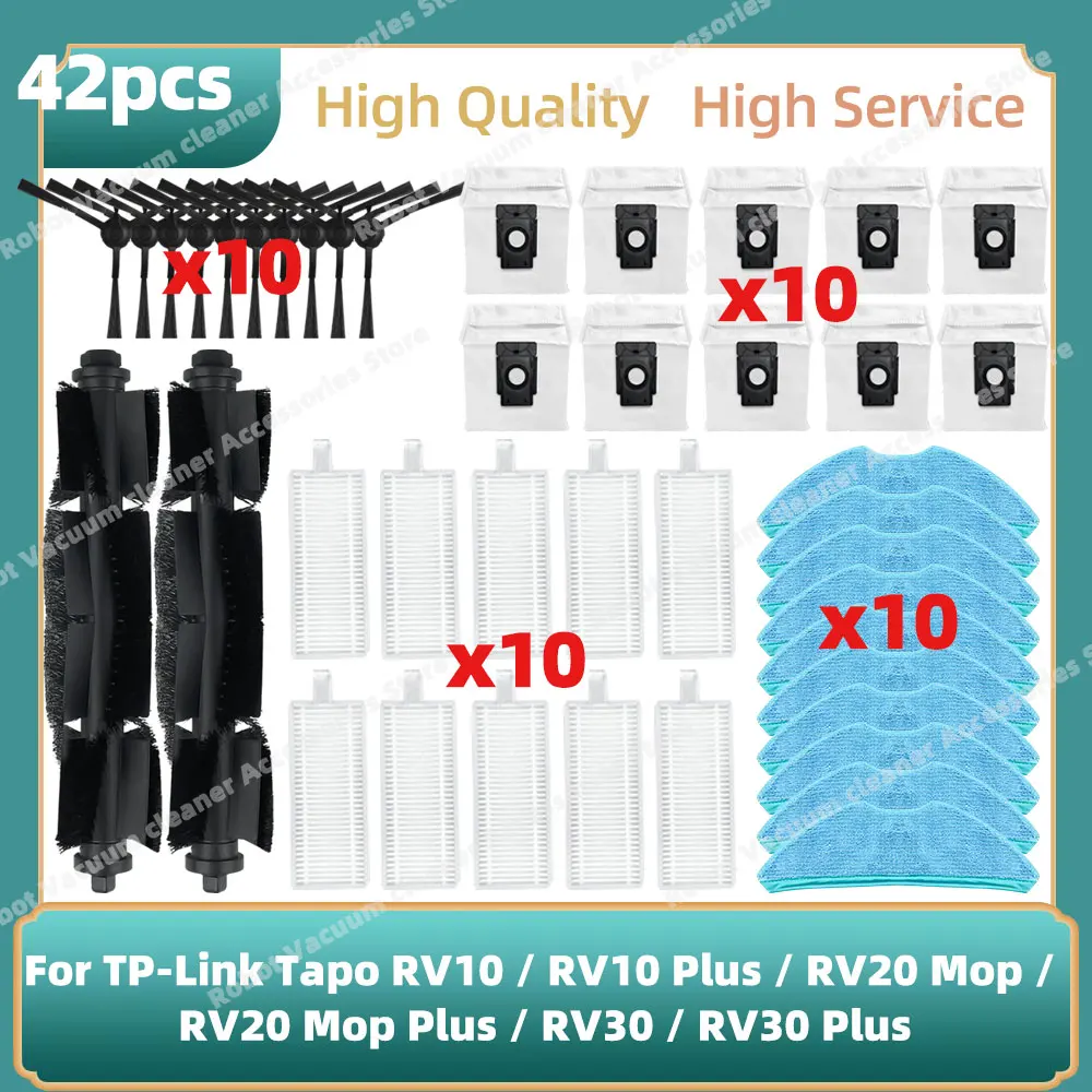 Fit For TP-Link Tapo RV10 / RV10 Plus / RV20 Mop / RV20 Mop Plus / RV30 / RV30 Plus Parts Main Side Brush Filter Mop Dust Bag