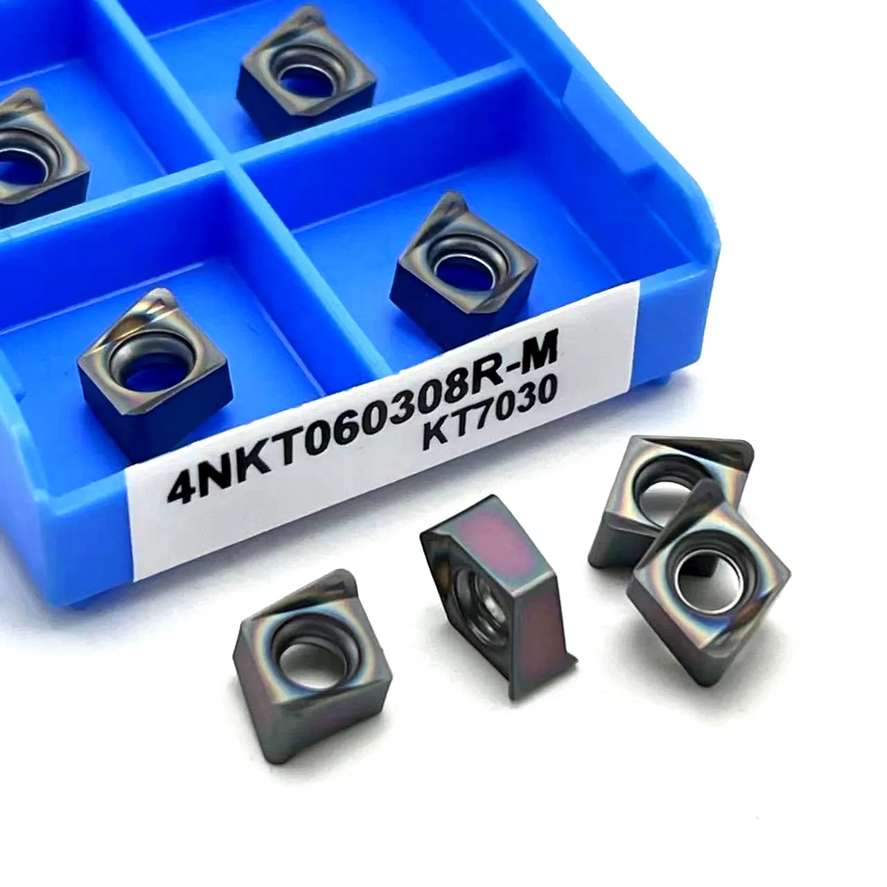 4 nkt060308 lama di fresatura ad alimentazione rapida a doppia faccia a spalla quadrata lama in lega dura strumento di tornitura CNC Nano blu