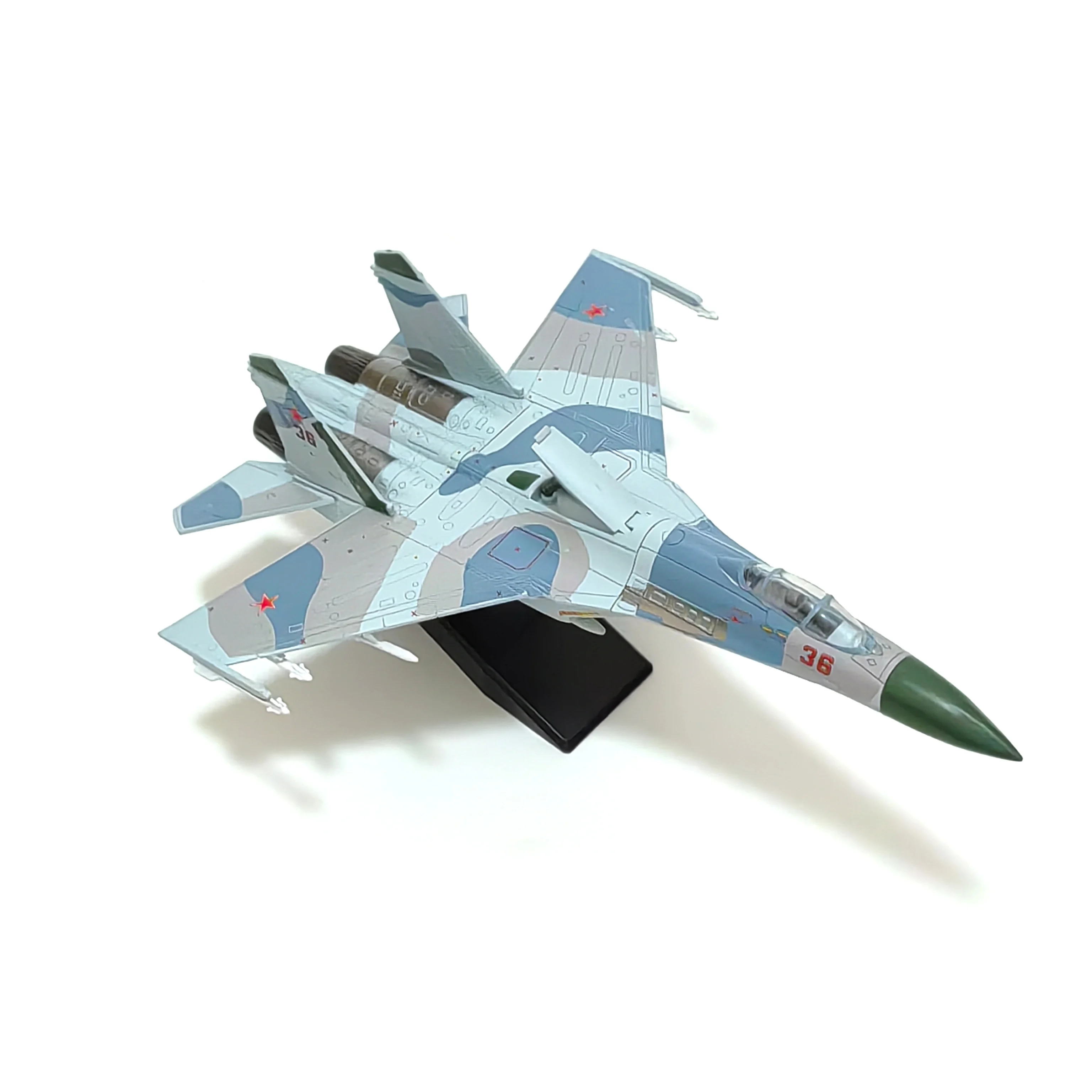 1:72 Sukhoi Su-27 Fighter assembled plastic airplane model (including display rack), home display and collection, creative gifts