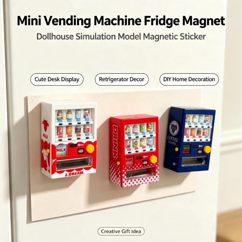 Dollhouse Miniature Vending Machine Model Fridge Magnet  Simulation Magnetic Sticker  Cute Refrigerator Ornament DIY