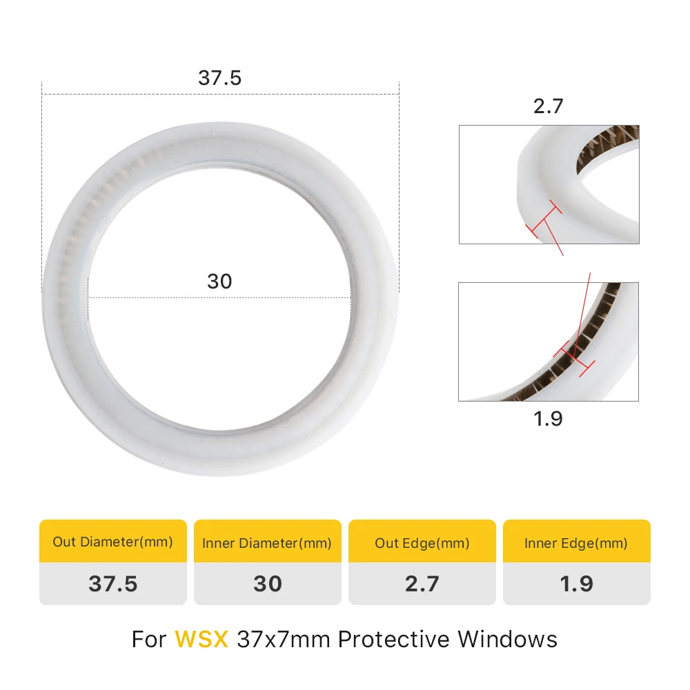 Ultrarayc Laser Dicht Ring für 37*7mm & 30*5mm WSX Schutzhülle Windows 37.5 × 29 × 3,7mm für WSX Laser Kopf KC13 KC15 NC30 SW20 – Detail 6