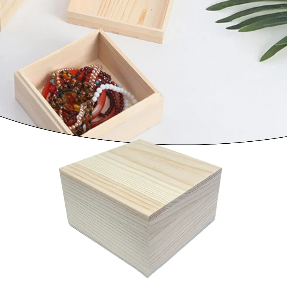 Wooden Box Pine Upper Lower Lid Storage Box Jewelry Collection Box Wood Gift Box Handmade Craft Home Case Box