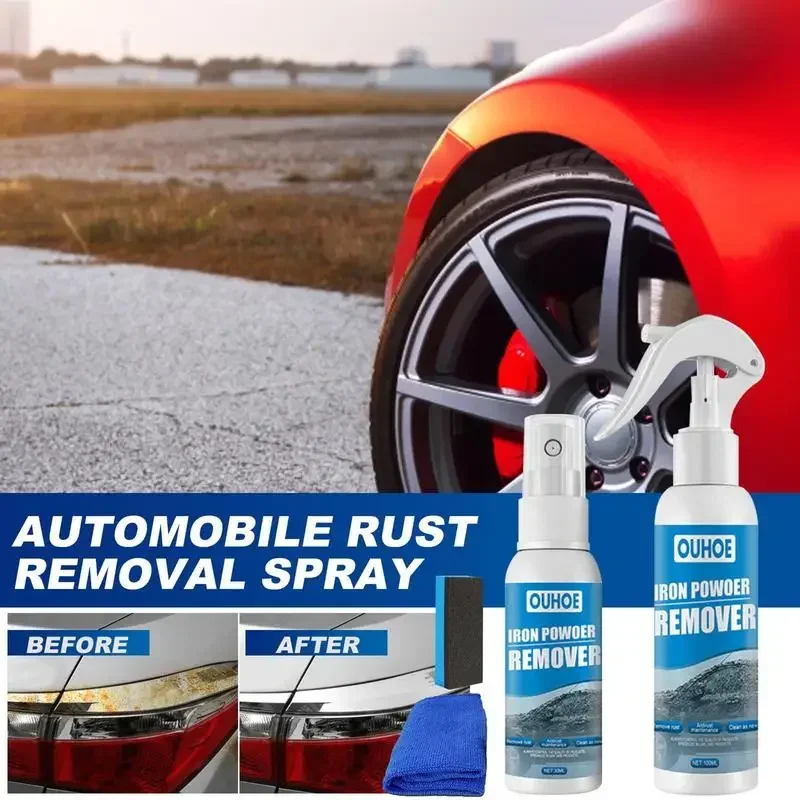 100ML Auto Iron Rust Removal Spray Rust Remover Liquid Long-term Neutral Car General Maintenance Supplies with Towel