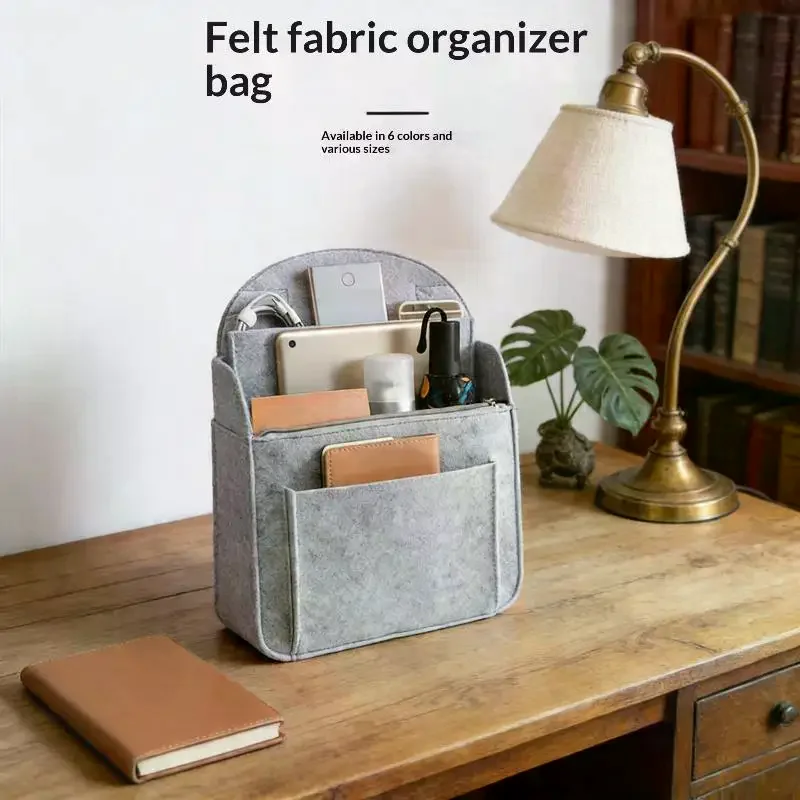 Portable Backpack Felt Insert Small Bag Cosmetic Bags Makeup Organizer Interior Travel Bag Divider Shoulder Bag Fit Various Bags