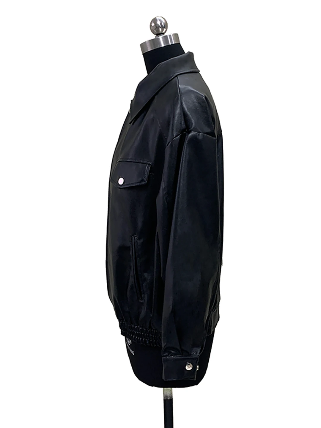 

Nerazzurri Spring Loose Short Black PU Leather Jacket Women's Style Cool Sensation High Fashion Leather Coat Zipper Closure
