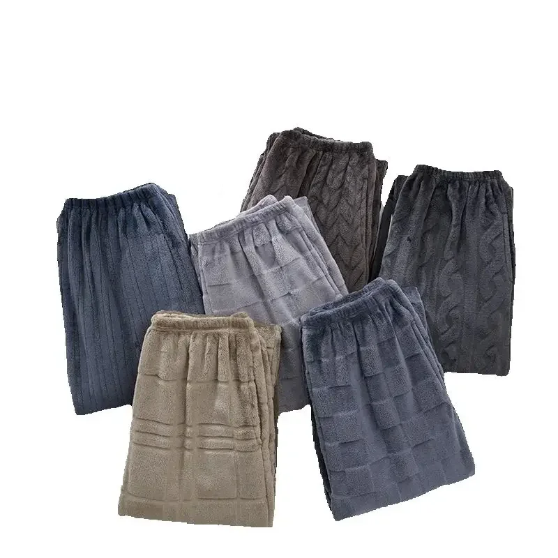 

Мужские жаккардовые брюки из толстого кораллового флиса, сохраняющие тепло, брюки для сна, мужские пижамные штаны, нижняя одежда для сна для мужчин, Pijama Hombre