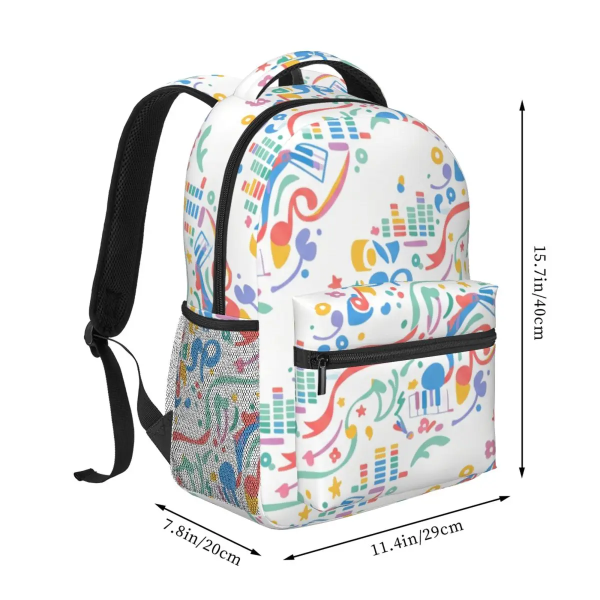 Cool Student Backpack Diagonal Music Note Piano Key Geometry Equalizer Preppy School Color Concert Bookbag for Teens College Men