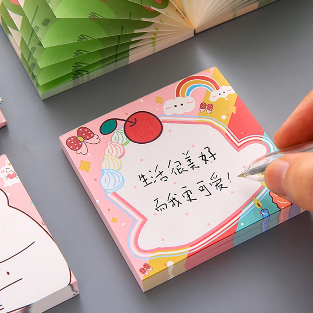 1Pcs 100Sheets Kawaii Cartoon Animals Sticky Notes Planner Notepad Not Sticky Memo Pad Office School Supplies Stationery Sticker