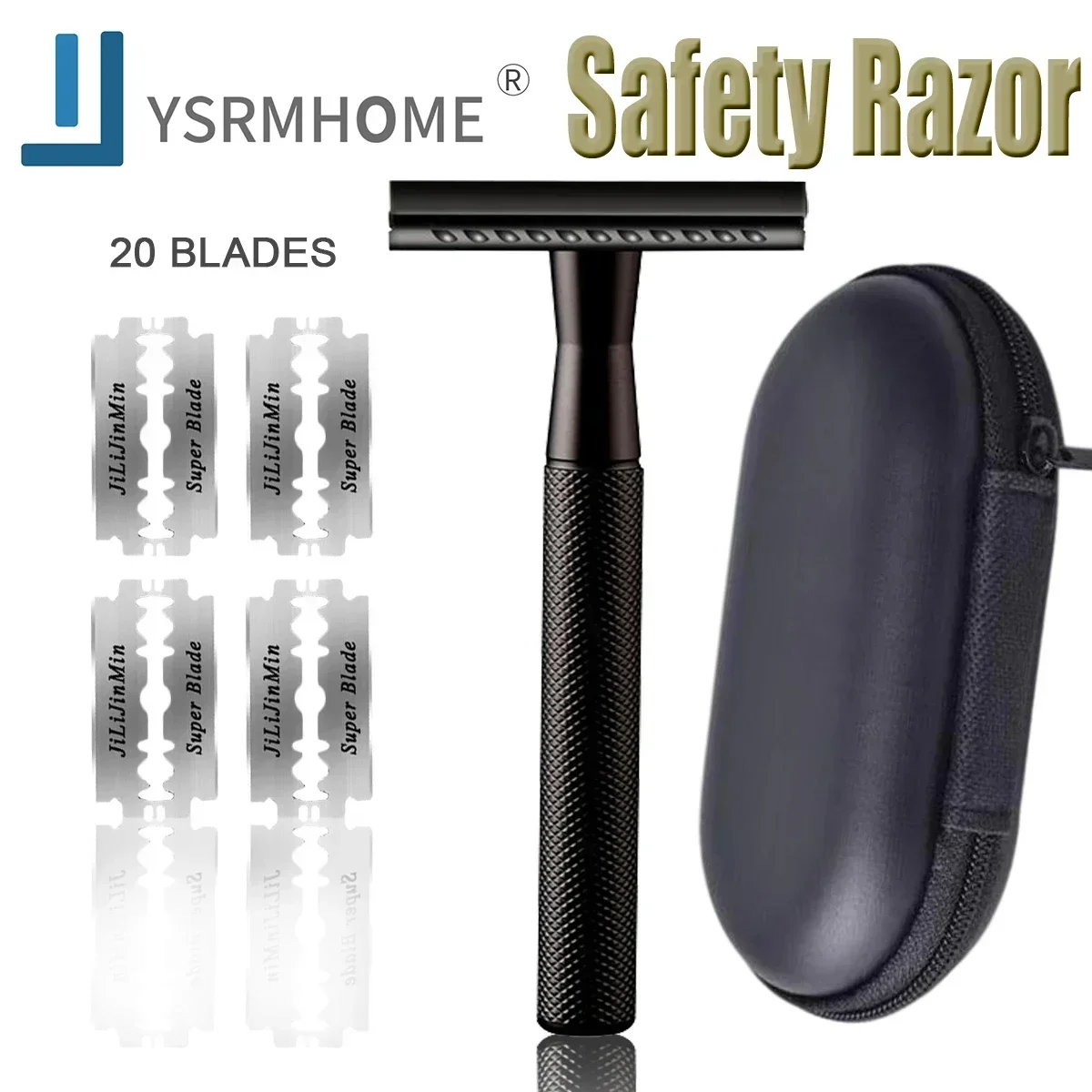 

Safety Razor with 20 Blades,Classic Double Edge Shaver Manual Shaving Beard Hair Removal for Men Women