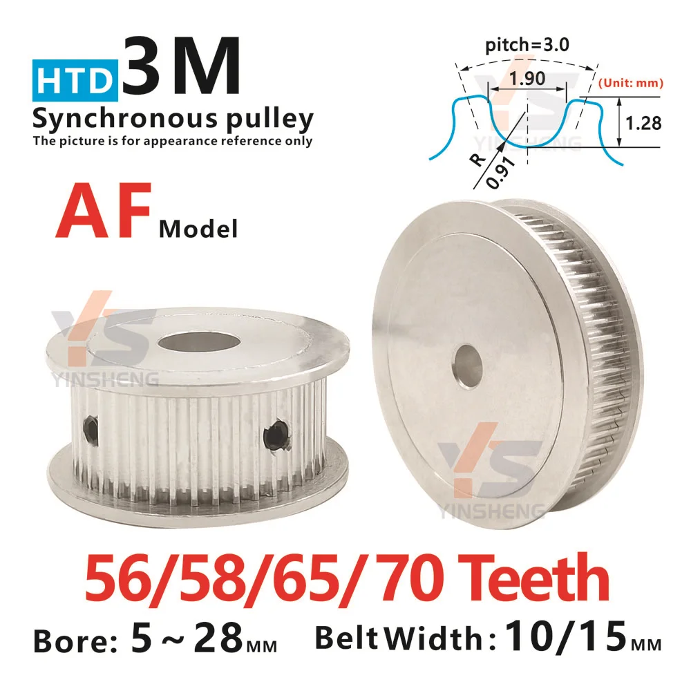 

HTD 3M 56T 58T 65T 70 Tooth CNC machine Synchronous Belt Pulley width 11 16 MM Bore 4-20 MM Keyway 3 4 5 6 DIY 3D parts Alloy