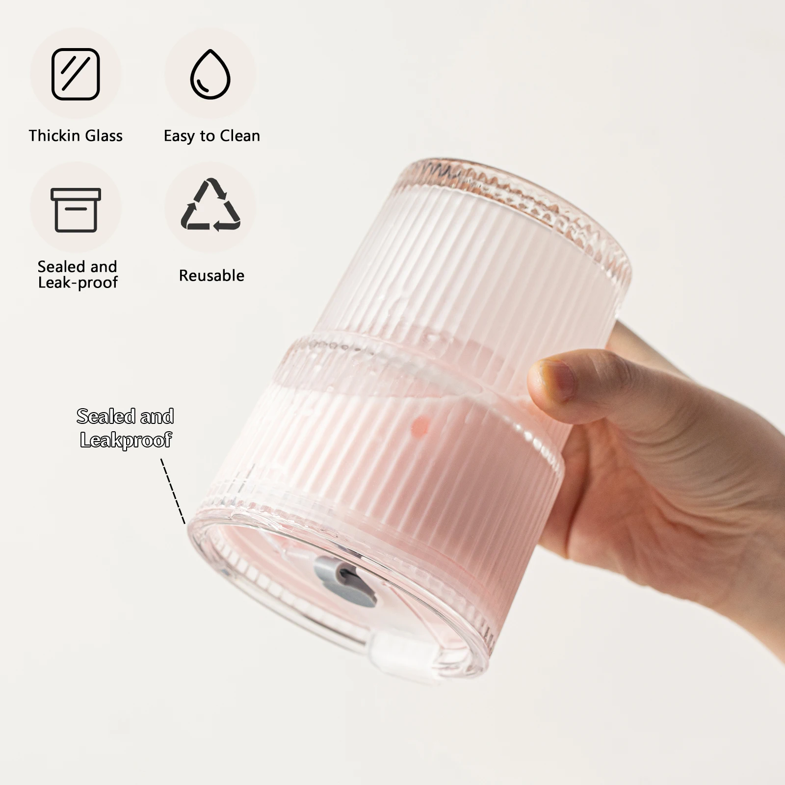 1/2PCS 450ml Stripe Glass Cup Transparent Glass Drinking Cups With Lid and Straw Ice Coffee Tea Cup Juice Glass Milk Water Cup