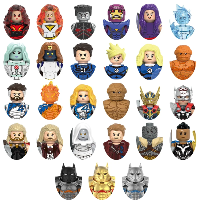 

Классические фигурки героев и злодеев из комиксов, строительные блоки, сборные фигурки, совместимые с кубиками, коллекционные модели игрушек, идеальный подарок.