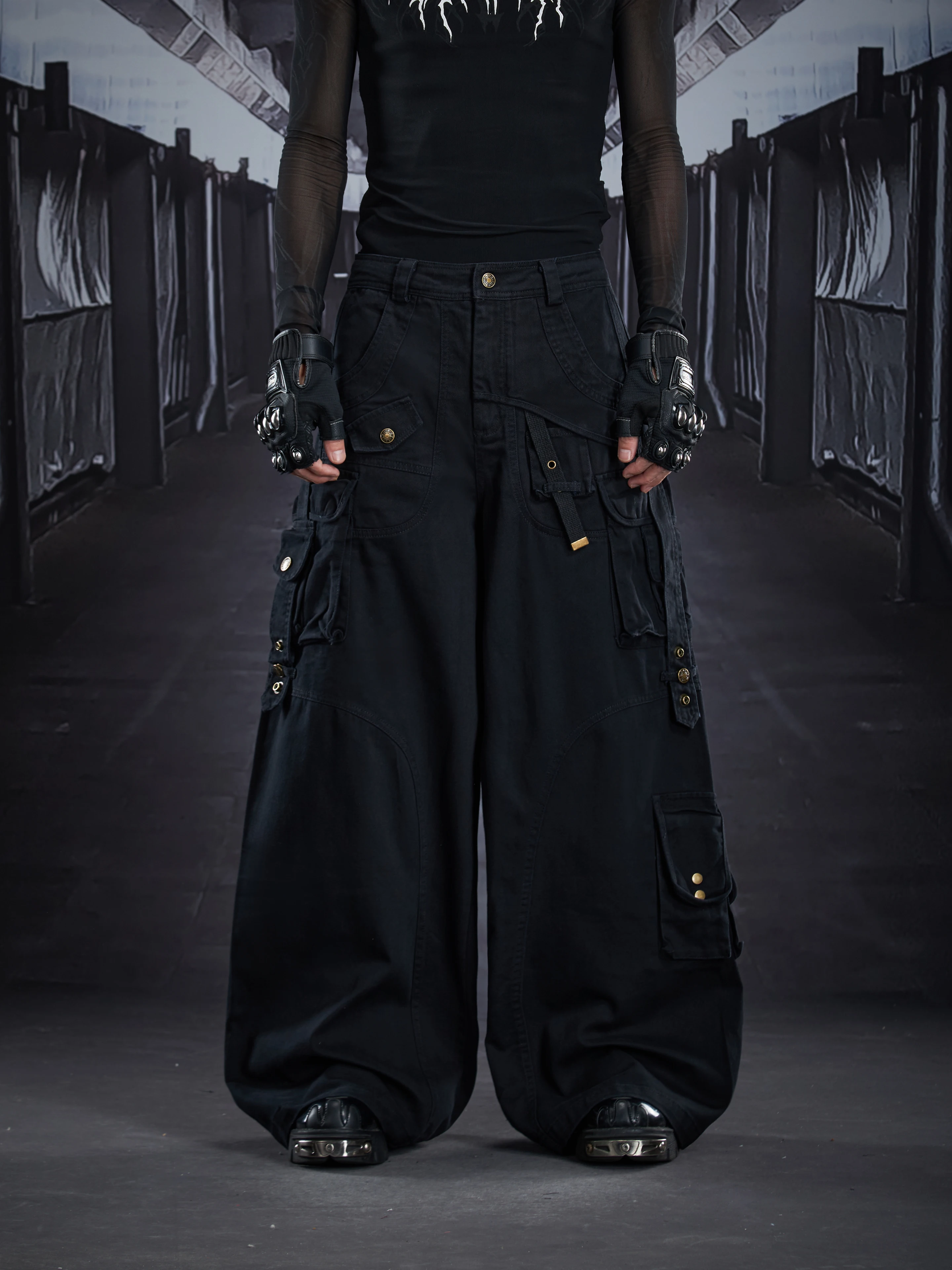 

Design Deconstruction Stitching Multi-Pocket Loose Versatile Workwear Pants Trousers American Street Men and Women